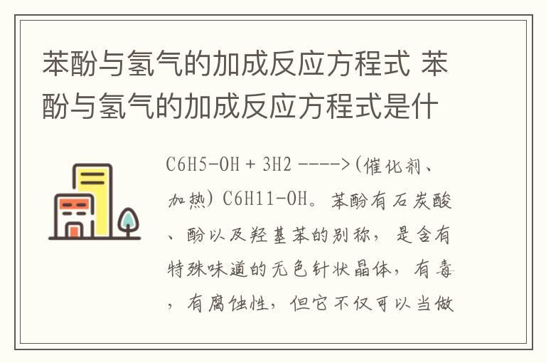 苯酚与氢气的加成反应方程式 苯酚与氢气的加成反应方程式是什么