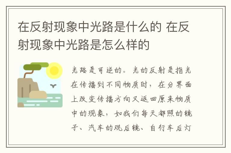 在反射现象中光路是什么的 在反射现象中光路是怎么样的