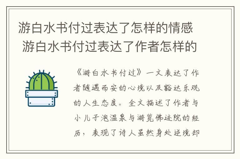 游白水书付过表达了怎样的情感 游白水书付过表达了作者怎样的情感