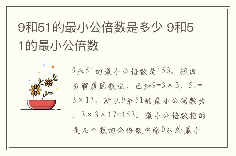 9和51的最小公倍数是多少 9和51的最小公倍数