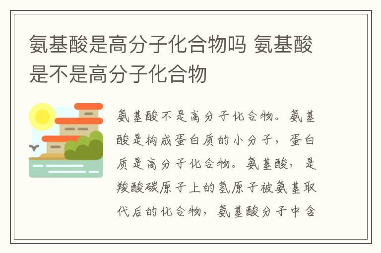 氨基酸是高分子化合物吗 氨基酸是不是高分子化合物