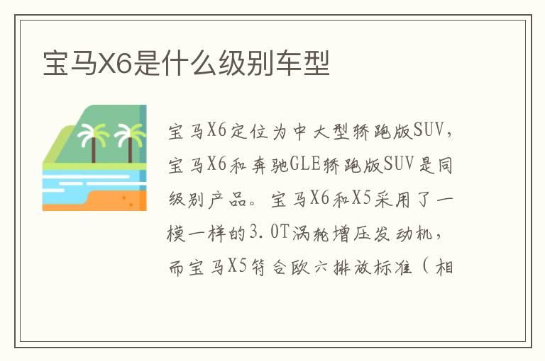 宝马X6是什么级别车型