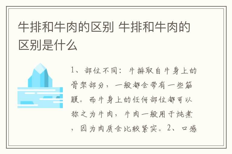 牛排和牛肉的区别 牛排和牛肉的区别是什么