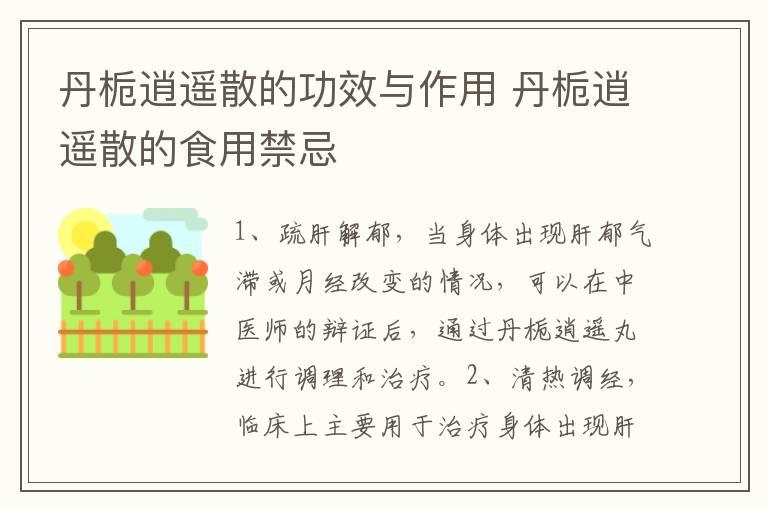 丹栀逍遥散的功效与作用 丹栀逍遥散的食用禁忌