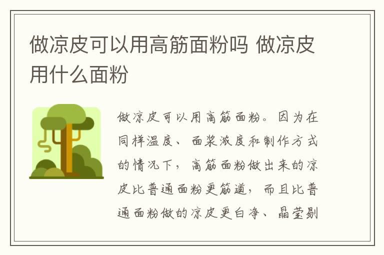 做凉皮可以用高筋面粉吗 做凉皮用什么面粉