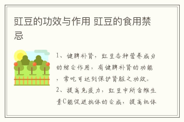 豇豆的功效与作用 豇豆的食用禁忌