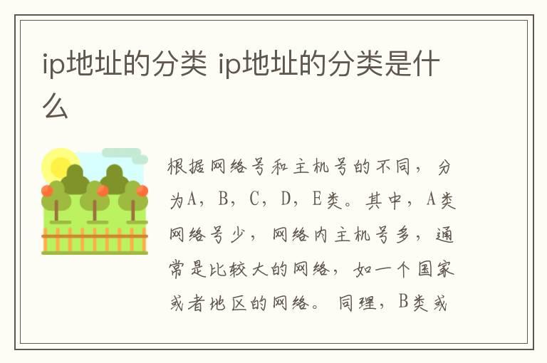 ip地址的分类 ip地址的分类是什么