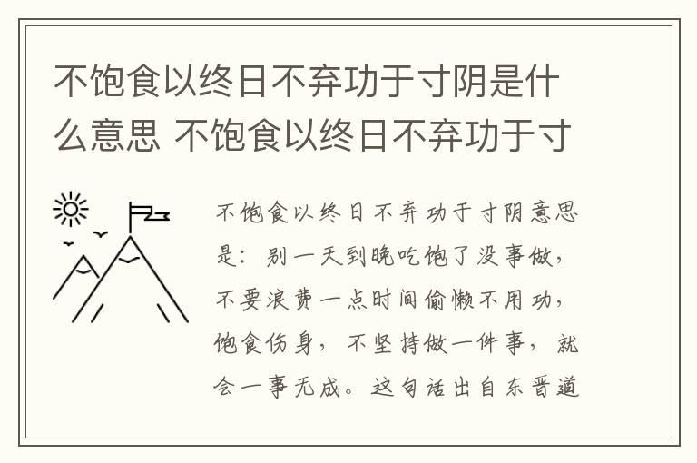 不饱食以终日不弃功于寸阴是什么意思 不饱食以终日不弃功于寸阴是什么意思简写