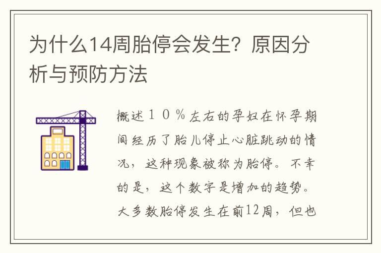 为什么14周胎停会发生？原因分析与预防方法