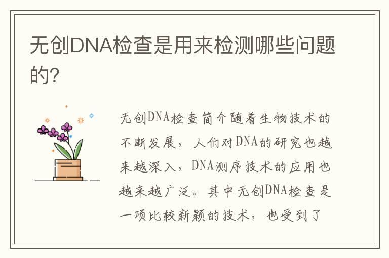 无创DNA检查是用来检测哪些问题的？