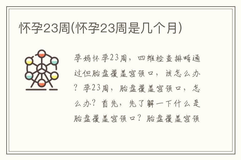 怀孕23周(怀孕23周是几个月)