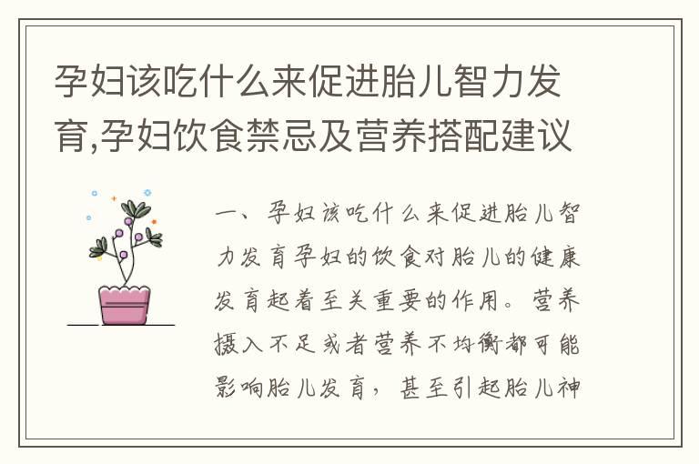 孕妇该吃什么来促进胎儿智力发育,孕妇饮食禁忌及营养搭配建议