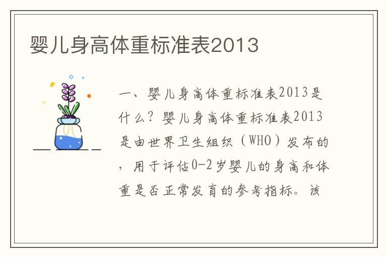 婴儿身高体重标准表2013